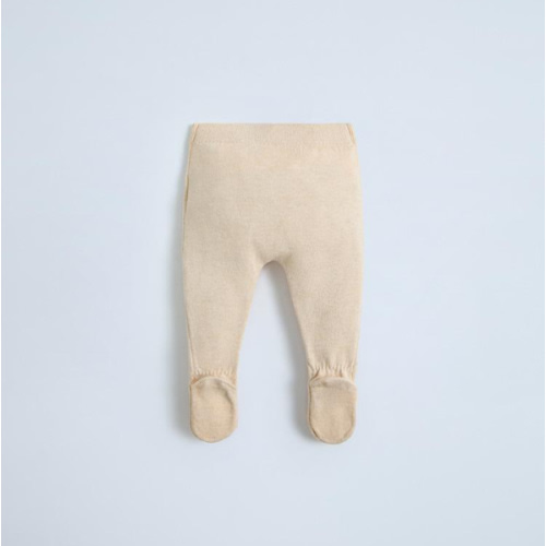 SILK COTTON KNIT FOOTED LEGGINGS - Light beige | ZARA United States