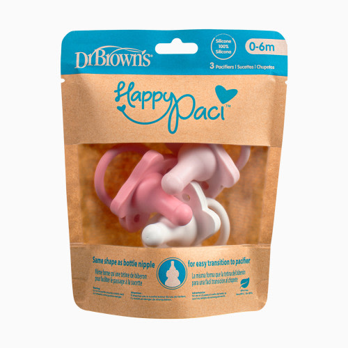 HappyPaci One-Piece Silicone Pacifier (3 Pack) - Pink, Light Pink