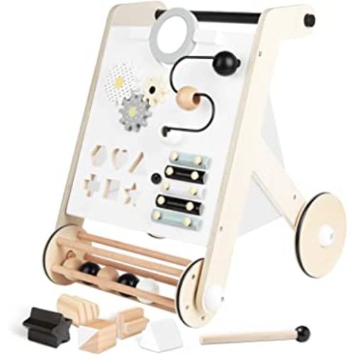 Asweets Wooden Baby Walker Push and Pull Learning Activity Walker with Roller for Boys and Girls Stand Learning Walker Toddler Toy