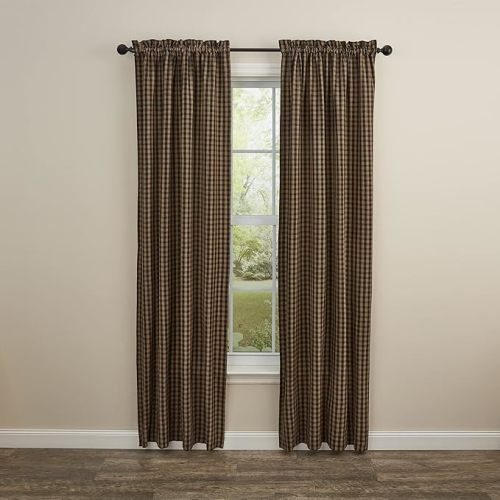 Park Designs Sturbridge Lined Panel 84" Black | Set of 2 Farmhouse Plaid Curtains | 100% Cotton | Room Darkening Window Treatment | Primitive Country Decor | Rod Pocket Drapes