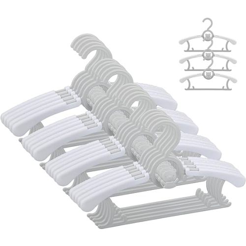 Baby Hangers for Nursery Closet,Infant Hangers 20 Pack Grey Non-Slip and Extendable Plastic Children's Newborn Baby Hangers 11"-14" Adjustable Children Coat Hanger for Girl Boy Toddler Kids Child - Gray - 20PACK