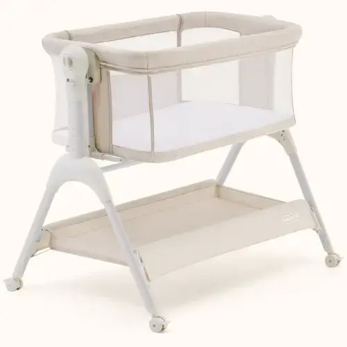 HARPPA Cuddly Sway | 3-in-1 Rocking Baby Bassinet & Bedside Sleeper with Anti-Reflux Mattress for Newborns | Attaches to Bed, Adjustable Height, Tool-Free Setup, Portable Wheels, CPSC Certified, Gentle Rocking Motion