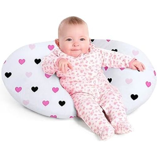 Nursing Pillow, Breast Feeding Pillows for Mom, Rose Red Hearts Soft Cover with Breathable Filling, Feeding Support Pillow for 0-12 Months, Multifunctional Support Cushion for Travel (Sweet Hearts)