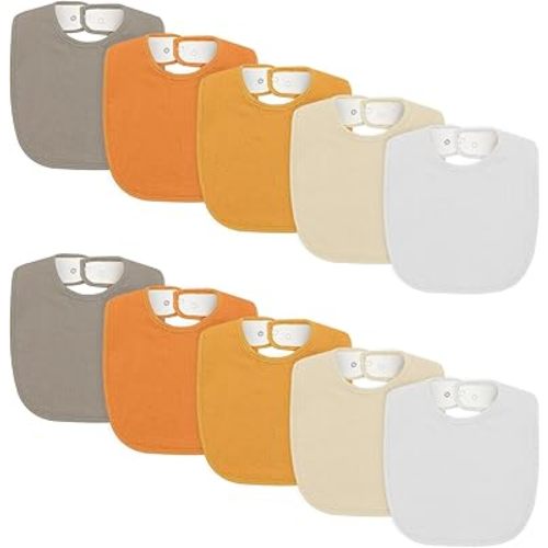 10 Pack Baby Bibs, 5 Solid Colors Muslin Baby Bibs for Unisex Boys Girls, Baby Bibs for Drooling and Teething