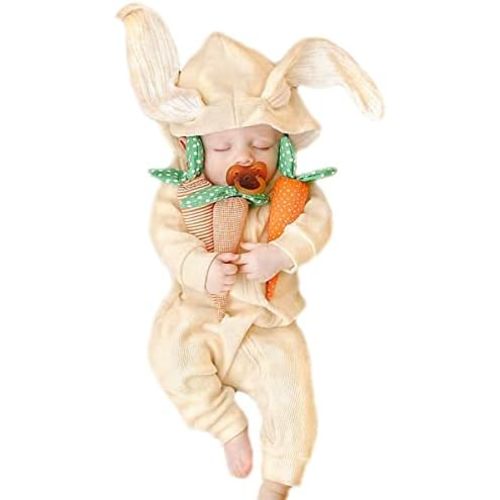 Simplee kids Animal Bunny Baby Easter Romper Long Ear Rabbit Hoodie Romper Jumpsuit with Zipper