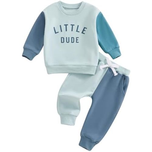 Toddler Baby Boy Fall Winter Clothes Mamas Little Boy Outfit Letter Long Sleeve Sweatshirts and Jogger Pants Set