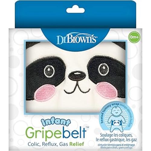Dr. Brown's Infant Gripebelt Heated Belly Band, Soothe Baby's Tummy with Gentle Warmth and Compression, Panda, 0m+