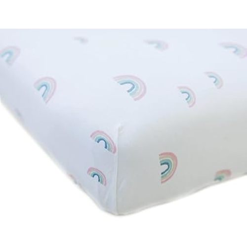 Ecolino Fitted Crib Sheet, 100% Organic Cotton Baby Crib Sheets for Boys and Girls. Fits Standard Crib and Toddler Mattresses, Soft and Breathable in Rainbow