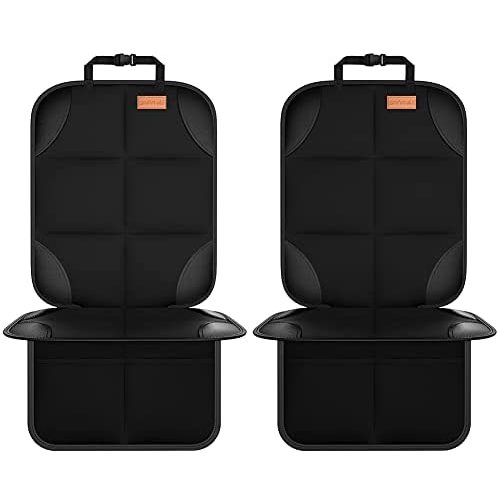 Car Seat Protector, Smart eLf 2Pack Seat Protector Protect Child Seats with Thickest Padding and Non-Slip Backing Mesh Pockets for Baby and Pet