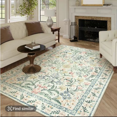 Lahome Boho Floral Area Rug – Washable, Non-Slip, - TikTok Shop