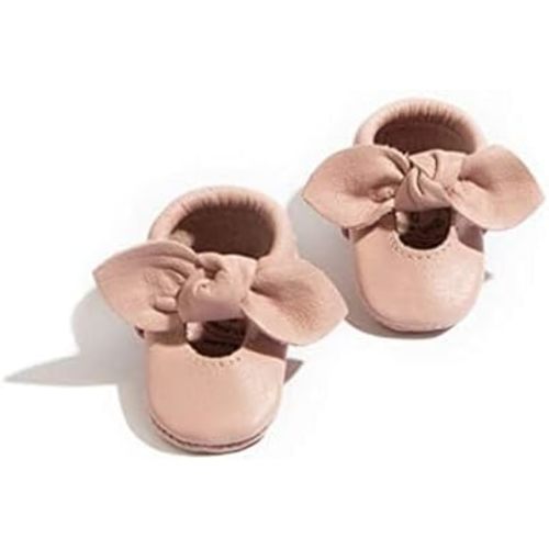 Freshly Picked Knotted Bow Baby Girl Shoes Soft Sole or Hard Sole, Premium Leather Baby Shoes Handmade in Utah, Infant to Toddler Sizes