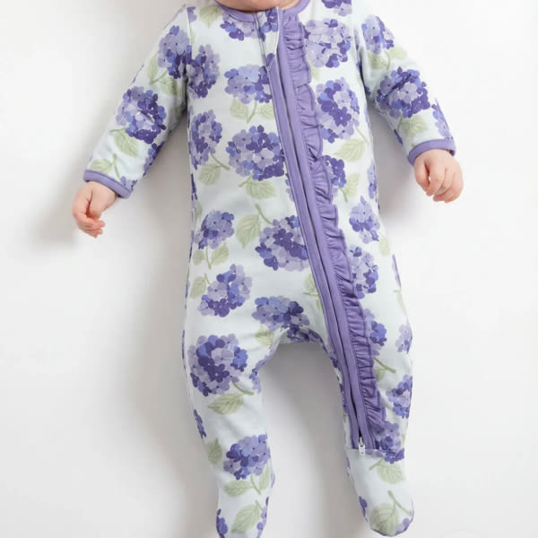 Zipper One-Piece - GOTS Certified Organic Baby Clothes - Monica + Andy - Iris Hydrangea