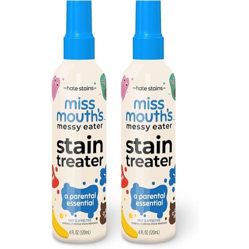Miss Mouth's Messy Eater Stain Treater Spray - 4oz 2 Pack Stain Remover - Newborn & Baby Essentials - No Dry Cleaning Food, Grease, Coffee Off Laundry, Underwear, Fabric