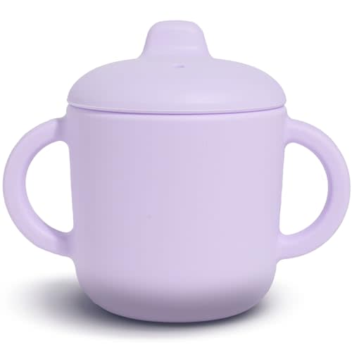 6 Months+ Sippy Cups with Handles,Silicone Sippy Cups Leak Proof 5oz,No Spill Sippy cups for Toddlers (Soft Lilac)