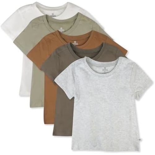 HonestBaby unisex-baby 5-pack Short Sleeve T-shirts 100% Organic Cotton