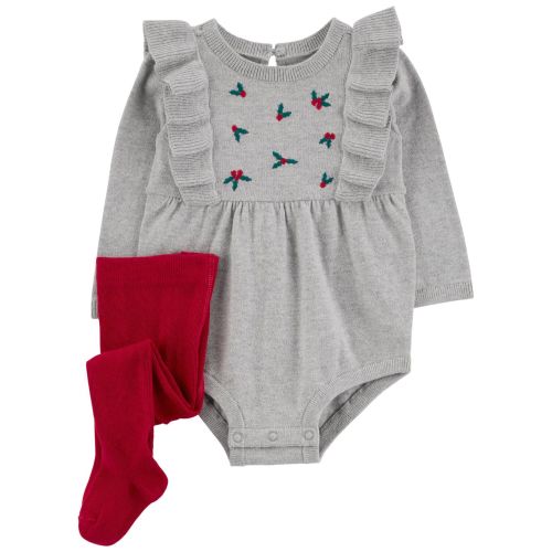 Baby 2-Piece Sweater Knit Holly Bodysuit and Tights Set - Carter's | Carter's