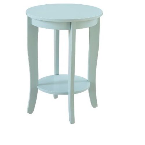 Breighton Home American Heritage Round End Table Sea Foam : Accent Side Table, Wood Veneer Shelf