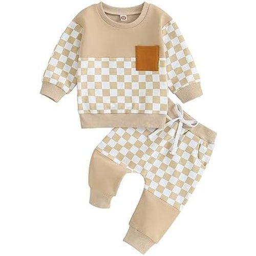 Fernvia Toddler Baby Girl Clothes 3 6 9 12 18 24 Months Fall Outfits Solid Long Sleeve Sweatshirt Tops + Pants Set
