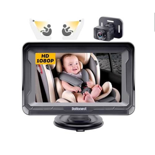 DoHonest Baby Car Camera HD 1080P - Rear-Facing Car Baby Monitor with Night Vision, Adjustable View Angle, Easy Setup, Anti-Glare Display, Safety for Kids & Infants