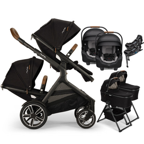 Nuna® DEMI™ Next TWIN Stroller + 2 Bassinets + 2 PIPA Aire / PIPA RX / PIPA Aire RX Car Seats