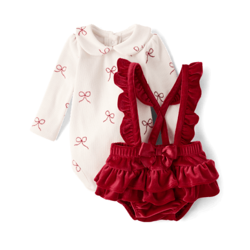 Baby Girls Ruffle Bubble Skirt 2-Piece Playwear Set - White