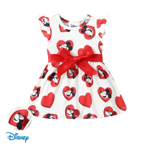 Disney Baby Girls Dresses Mickey Minnie Love Heart Bowknot Ruffle Party Dress Outfits Gift Size 3M-5Y