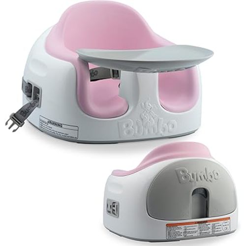 Bumbo 3-in-1 Baby Multi Seat Booster with Feeding Tray, 6-36 Months Old, Cradle Pink - High Chair and Floor Seat Accessory for Babies, Infants, and Toddlers