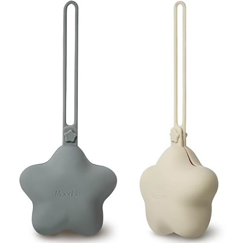 Moonkie Silicone Pacifier Holder Case, Cute Portable Pacifier Storage Case, 2 Pack