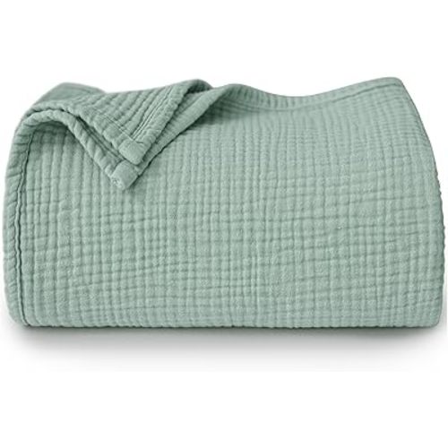Muslin Baby Blanket for Boys and Girls, Neutral Cotton Crib Blanket for Newborn Infant Toddler - Soft and Breathable Baby Quilt (Green)