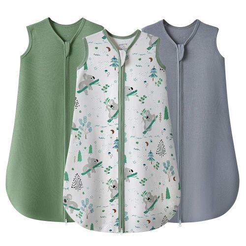 JELLYMONI Baby Sleep Sack 6-12 Months 100% Cotton Wearable Blanket, 0.5 TOG Soft Lightweight Toddler Sleeping Sack 3 Pack 2-Way Zipper Newborn Sleep Sacks