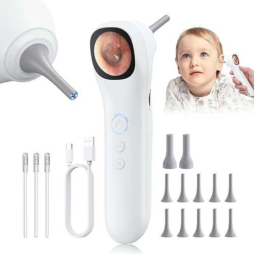 Otoscope Ear Camera with 1.21” Screen, 1080P HD Ear Scope with 4 LED Lights, Otoscope Camera for Adults Kids and Pets, Support Photo & Video, Type-C Charging with Computers, Baby Essentials