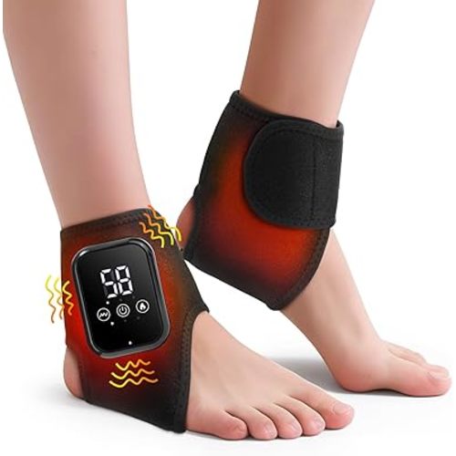 2-Pack Ankle Heating Pad, Cordless Ankle Massager with Heat, Heated Wraps for Foot, 3 Heat & Vibration Settings, Auto Shut-Off, Gifts for Women Men