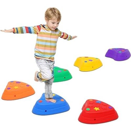 Stackable Balance Stepping Stone Training Set of Sensory Toy for Toddlers Entertainment and Exercise, Play “the floor is lava” Game, Kids Fitness Sensory Equipment for Gross Motor