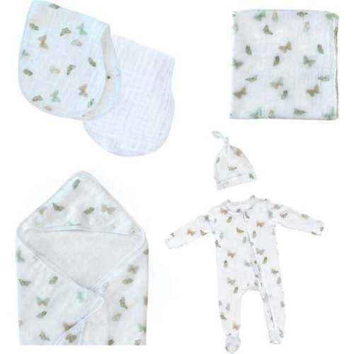 Welcome Baby Gift Box- Butterflies + Footie, Pink - Dear Perli | Maisonette
