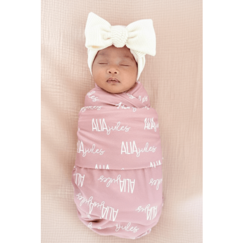 Personalized Baby Name Swaddle Blanket Font Duo | Best Selling Pinks
