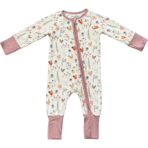 Long Sleeve Zip Romper Floral Chicken - Babysprouts | Maisonette