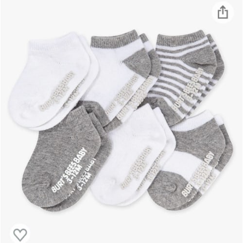 Burt's Bees Baby Unisex Baby, 6-pack Ankle Socks With Non-slip Grips, Made With Organic Cotton
