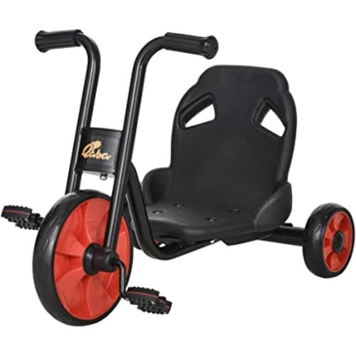 Qaba Kids Tricycle with 10" Big Wheels for 2-6 Boys and Girls, Ride-on Toy Fly for Indoor Outdoor 27.5" x 19.75" x 20.5", Black
