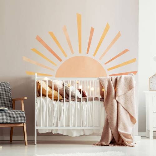Small Rising Sun Wall Decal, Non-Woven Paper Wall Sticker
