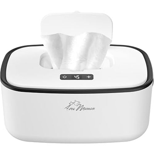 Avec Maman Baby Wipe Warmer Dispenser S1 - Adjustable Digital Temperature Control - Wipe Warmer and Baby Wet Wipes Dispenser - Baby Wipes Warmer - White