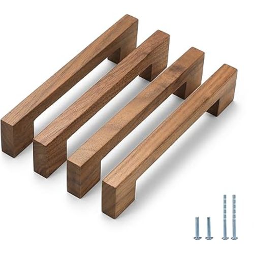 Walnut Square 5 in 6 pcs Wooden Drawer Pulls Handle pulls for cabinets Kitchen Cabinet Drawer pulls Cabinet Door Pull