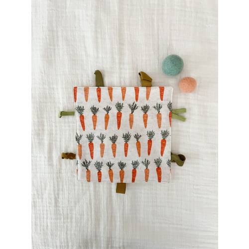 Organic Lovey Baby Teether|Sensory Toy|Crinkle Teething Toy|New Baby Gift|Carrots|Easter Basket GiftBaby Toy 6-12 Months