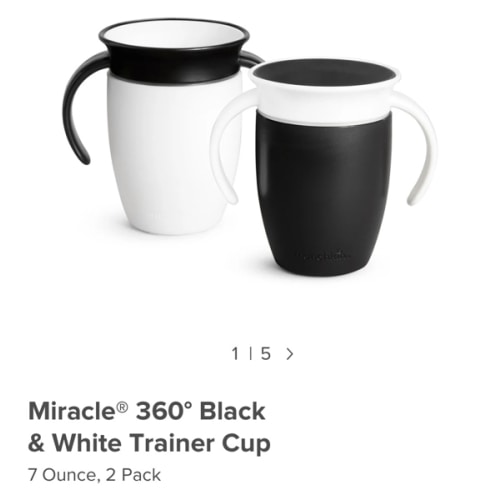 Miracle® 360° Trainer Cup, Limited Edition Black & White, 7oz, 2pk | Munchkin