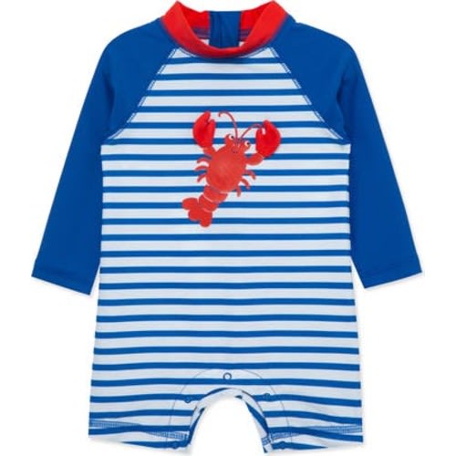 Lobster Long Sleeve One-Piece Rashguard Swimsuit, 12M