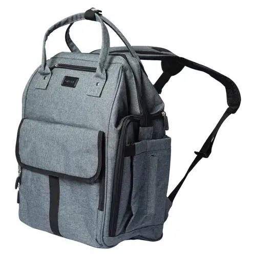 Latasche Urban Nappy Backpack - Grey with Black Trim | Baby Bunting AU