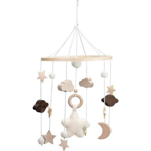 Baby Nursery Wooden Hanging Toy Crib Mobile, Animal Safari