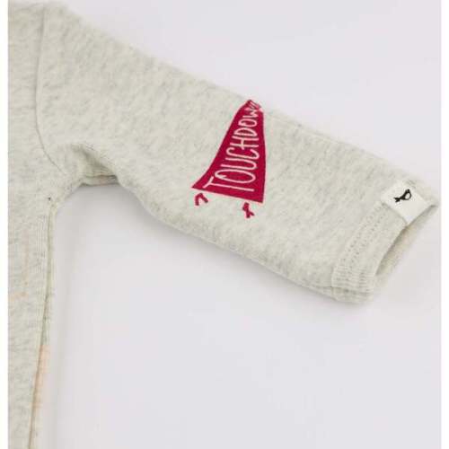 Football Print Footie, Oatmeal Heather - Oh Baby! | Maisonette