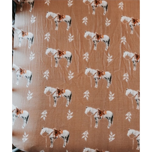 Almond Ranch Horse Bamboo Muslin Crib Sheet – Cowkid Clothing Company