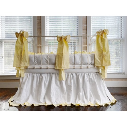 California Dreaming Crib Set in White & Yellow | High Cotton Textile