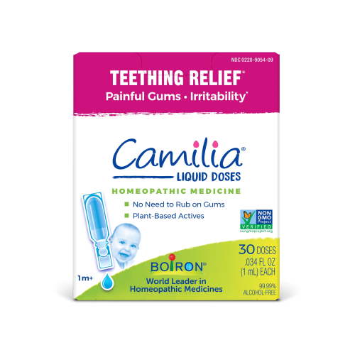 Boiron Camilia Teething Drops for Daytime and Nighttime Relief of Painful or Swollen Gums and Irritability in Babies, 30 Single Liquid Doses